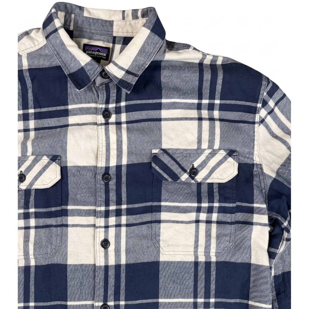 Patagonia Navy and White Plaid Button-Down Shirt